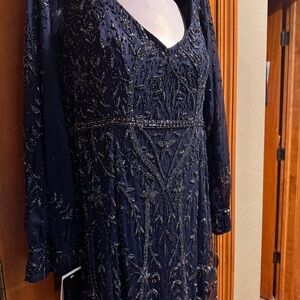 Brand New With Tags. Lara Navy Beaded Evening Gown. Size 22
